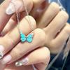 Dainty Fairycore Blue Butterfly Pendant Necklace for Women Summer Beach Silver Color Clavicle Chain Y2K Aesthetic Jewelry Gift