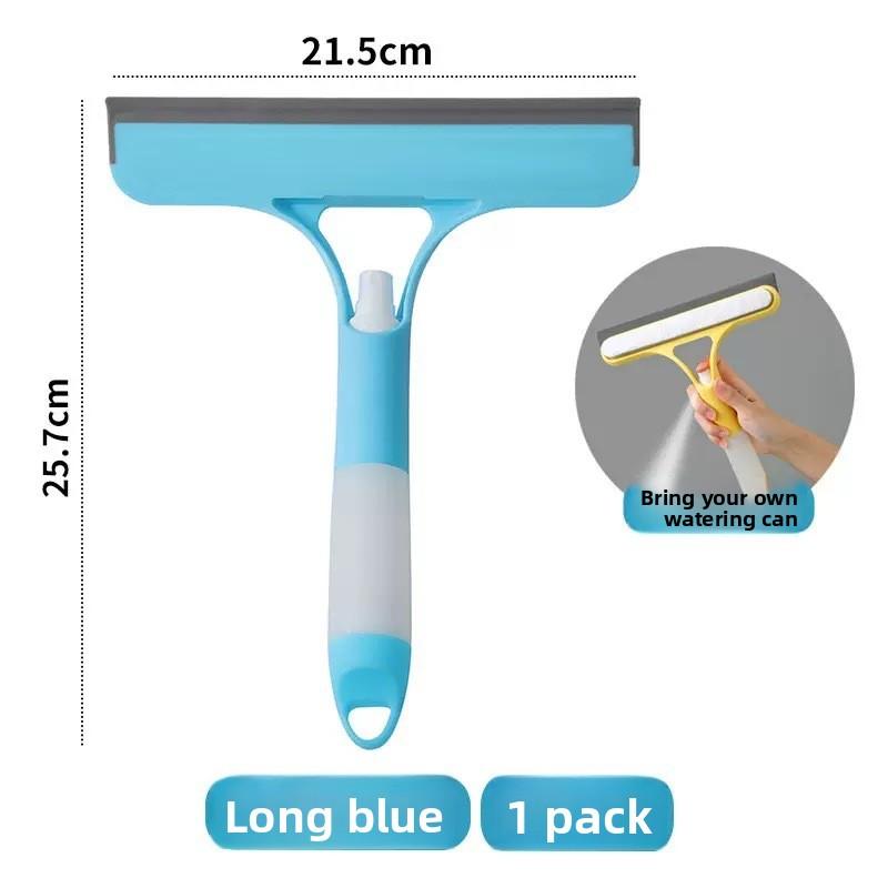 

Three In One Hand-held Window Cleaner with Spray, Scraper and Microfiber Cloth - Ergonomic Design, Suitable for Glass, Tile, Mirror, Bathroom синий