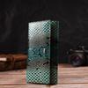 Patent Wallet for Women Made of Genuine Textured Leather with Reptile Embossing CANPELLINI 21824 Green