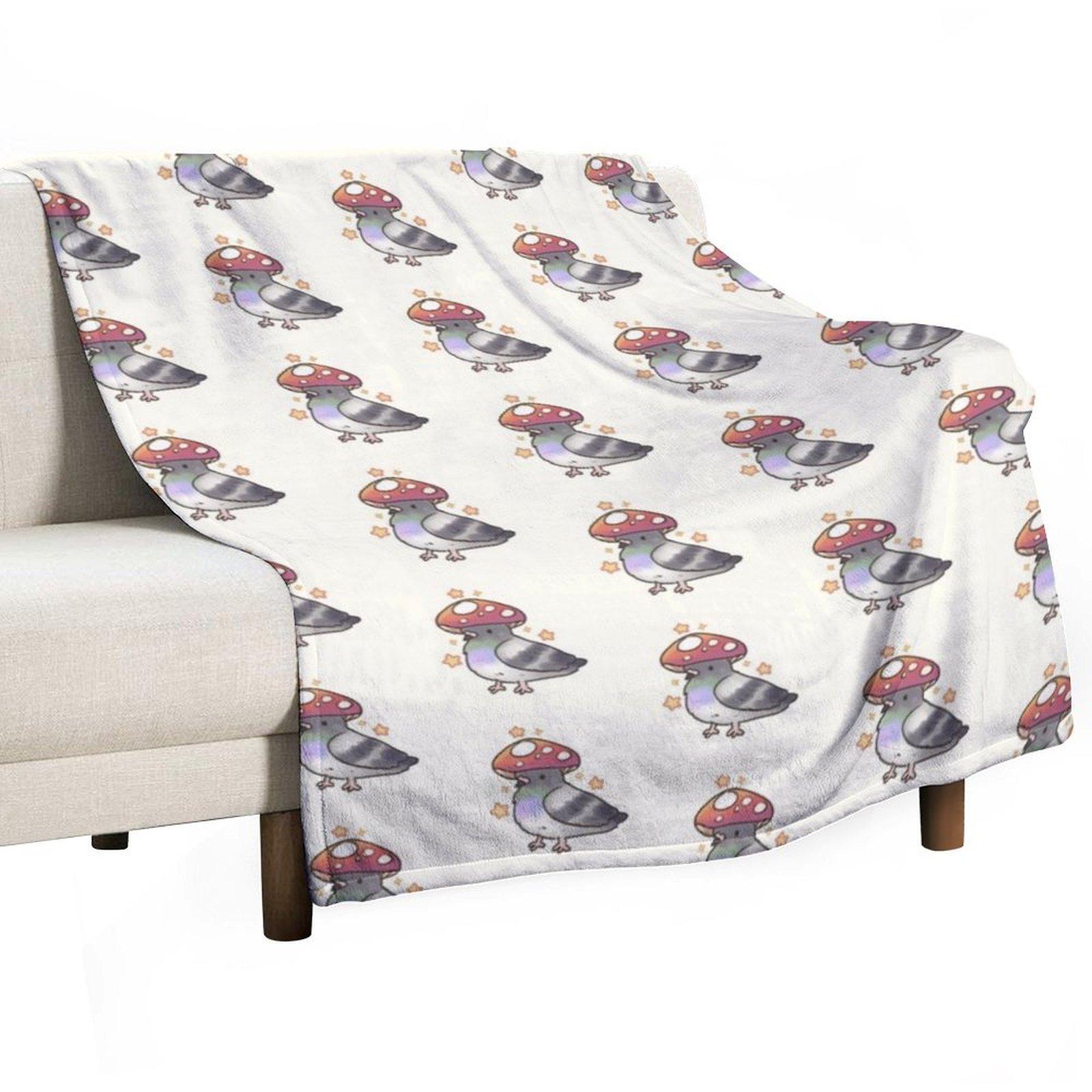 

Mushroom Pigeon with stars Throw Blanket Quilt Travel for winter decorative Blankets 30x40in