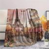1Pc Eiffel Tower Art Print Flannel Blanket, High quality Comfortable for All Seasons, Home Decor, Warmth and Comfort, Perfect for Gifts