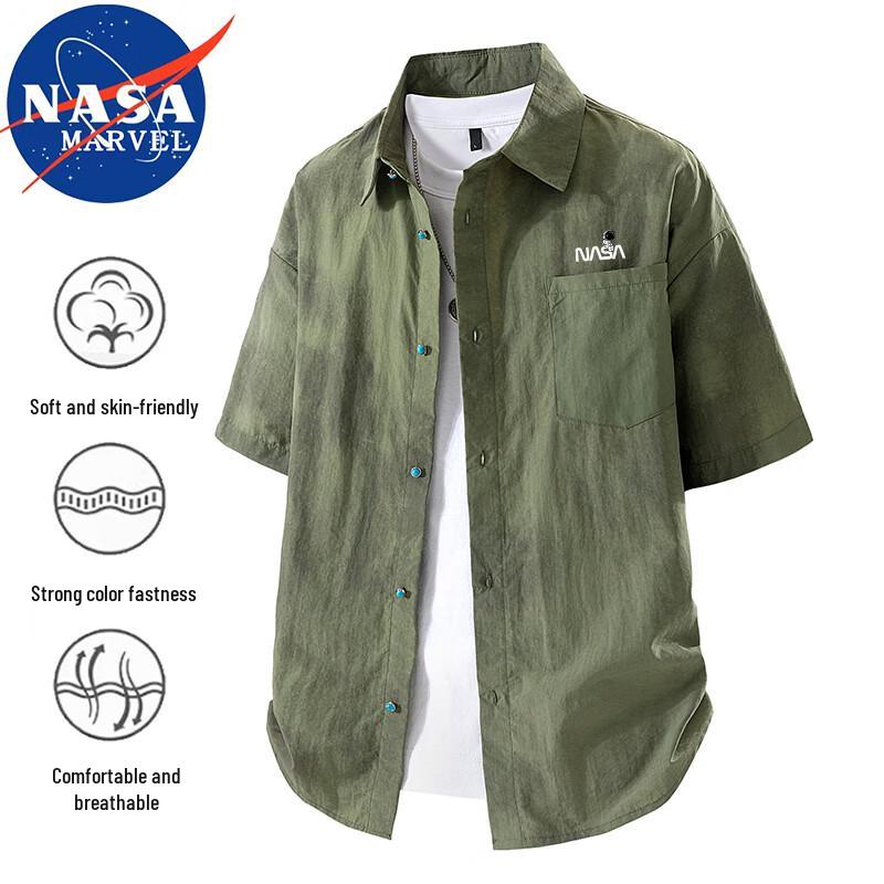 

NASA MARVEL Men s Ice-Feel Short Sleeve Casual Shirt L