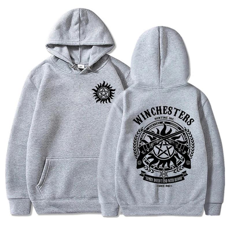 Supernatural Printed Hoodie Men Casual Loose O-Neck Long Sleeve Pullover Autumn Winter Fashion Streetwear Fleece Sweatshirts