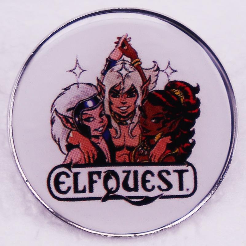 Elf Adventure Retro Kids  Comic Brooch Badge серебряный
