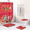 Christmas Shower Curtain Floor Mat Combination Four-Piece Set Bathroom Toilet Carpet Shower Room Mat Foot Mat