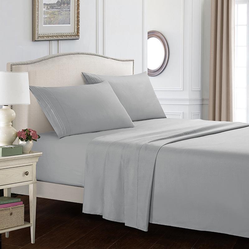 Weiou Embroidered Solid Color Four-Piece Bedding Set