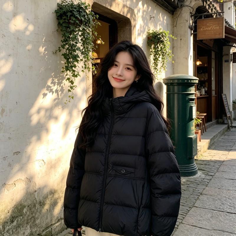 Womens Short Puffer Coat Winter Thick Cotton Jacket Loose Plus Size Casual Outerwear