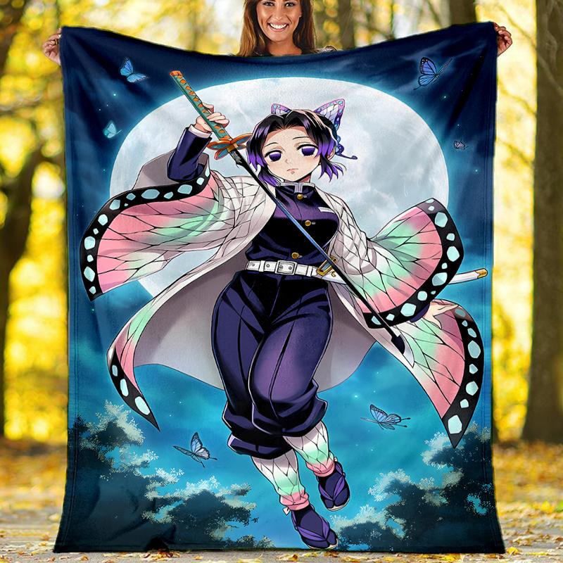 Demon Slayer Shinobu Kocho Printed Throw Blanket—soft,warm;versatile Blanket for All Seasons—perfect As &air-conditioning Throw,nap Blanket