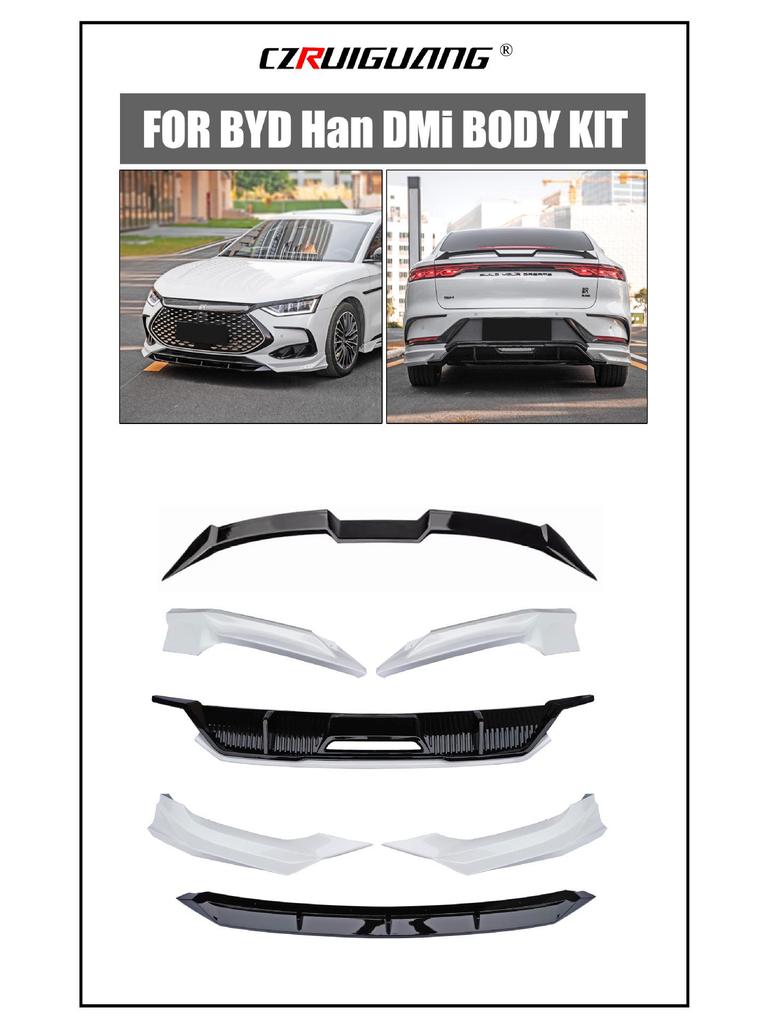 Compatible with BYD Han DMMI: MC Sports Body Kit - Includes Front Splitter & Lip, Rear Lip, Rear & Top Spoiler, Side Skirts.
