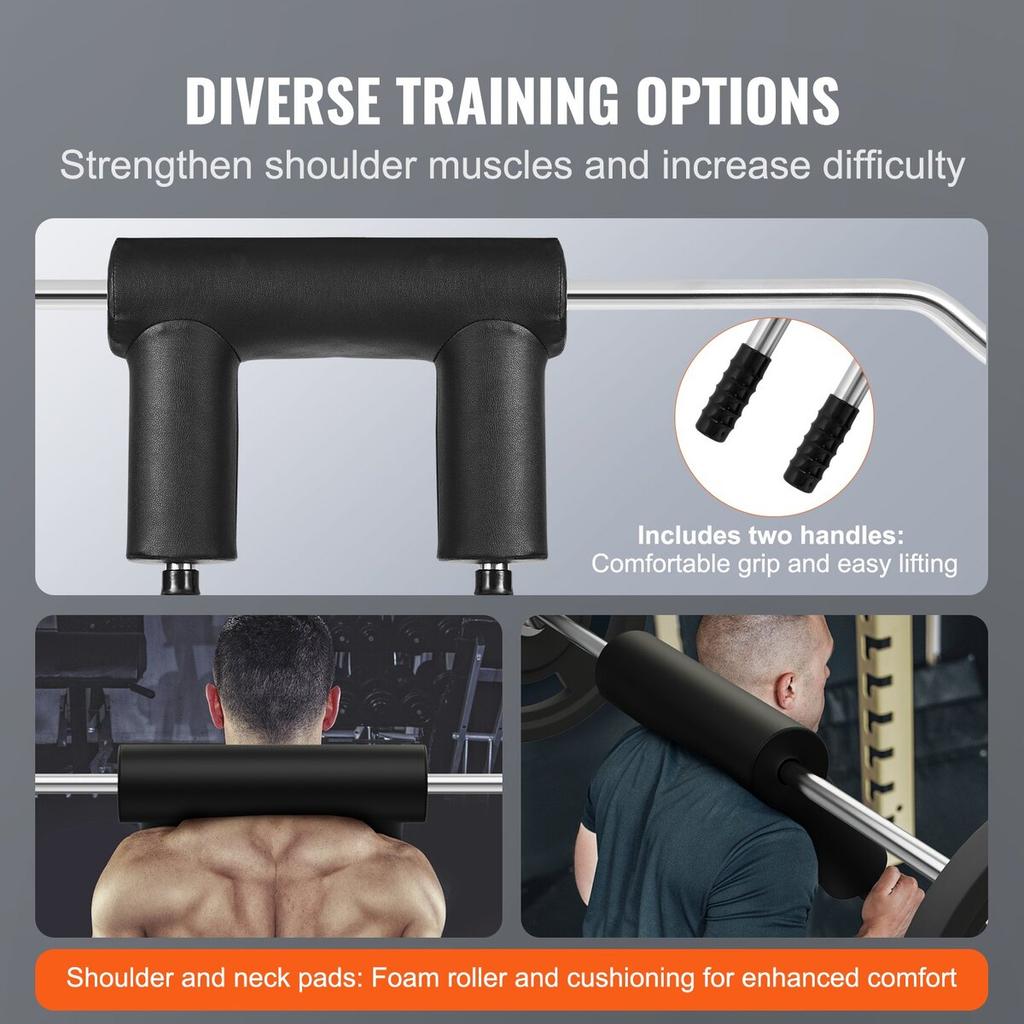 Safety Squat Bar, 1,500 LBS Fitness Squat Bar, Safety Squat Bar Attachment with Shoulder and Arm Pads, 32mm Diameter Weight Bar, Ideal for Front