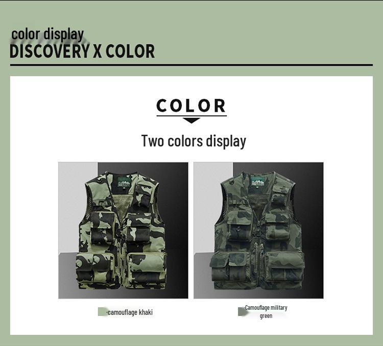 Men's Camouflage Mesh Photography Vest – Lightweight, Multi-Pocket for Outdoor, Fishing, and Casual Wear.