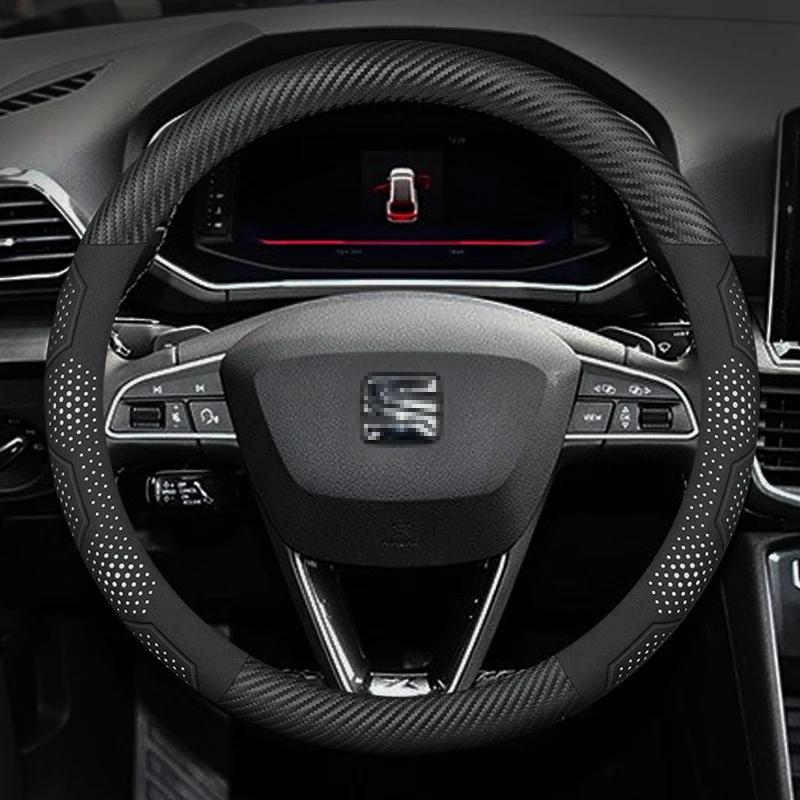 Pro SEAT Leon Ibiza FR 2 Ateca Arona Exeo Arosa Tarraco Mii Potah volantu auta z uhlíkových vláken a semišové kůže Autopříslušenství