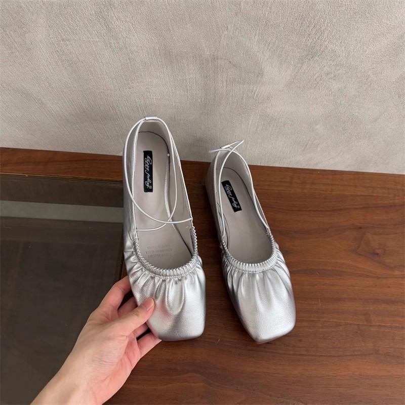 Fashion SUOJIALUN 2025 Autumn New Women Flat Shoes Fashion Pleated Shallow Slip On Ladies Elegant Mary Jane Shoes Dress Single Shoes