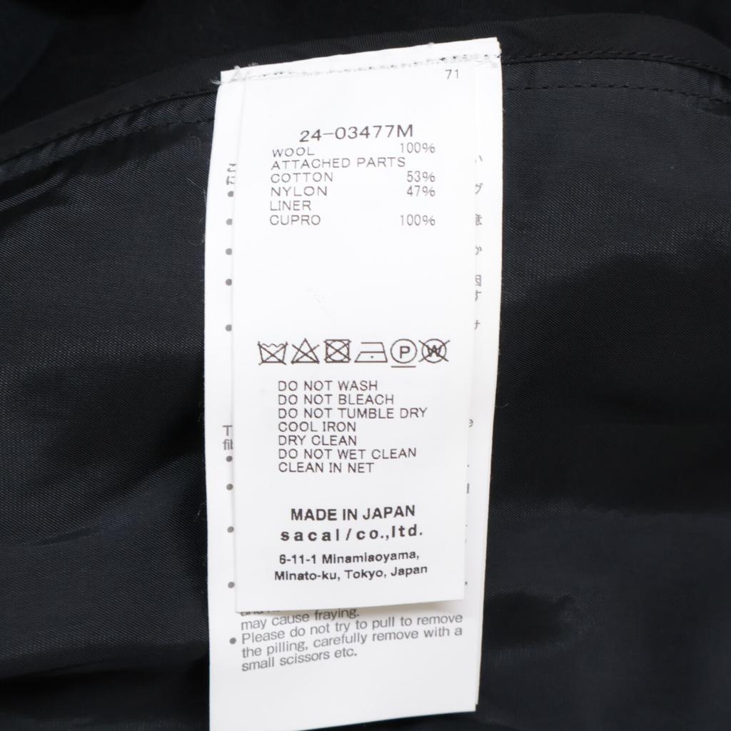 Sacai 24-03477M Black Chalk Stripe X Rip Stop Jacket Jacket 1 blackUsed