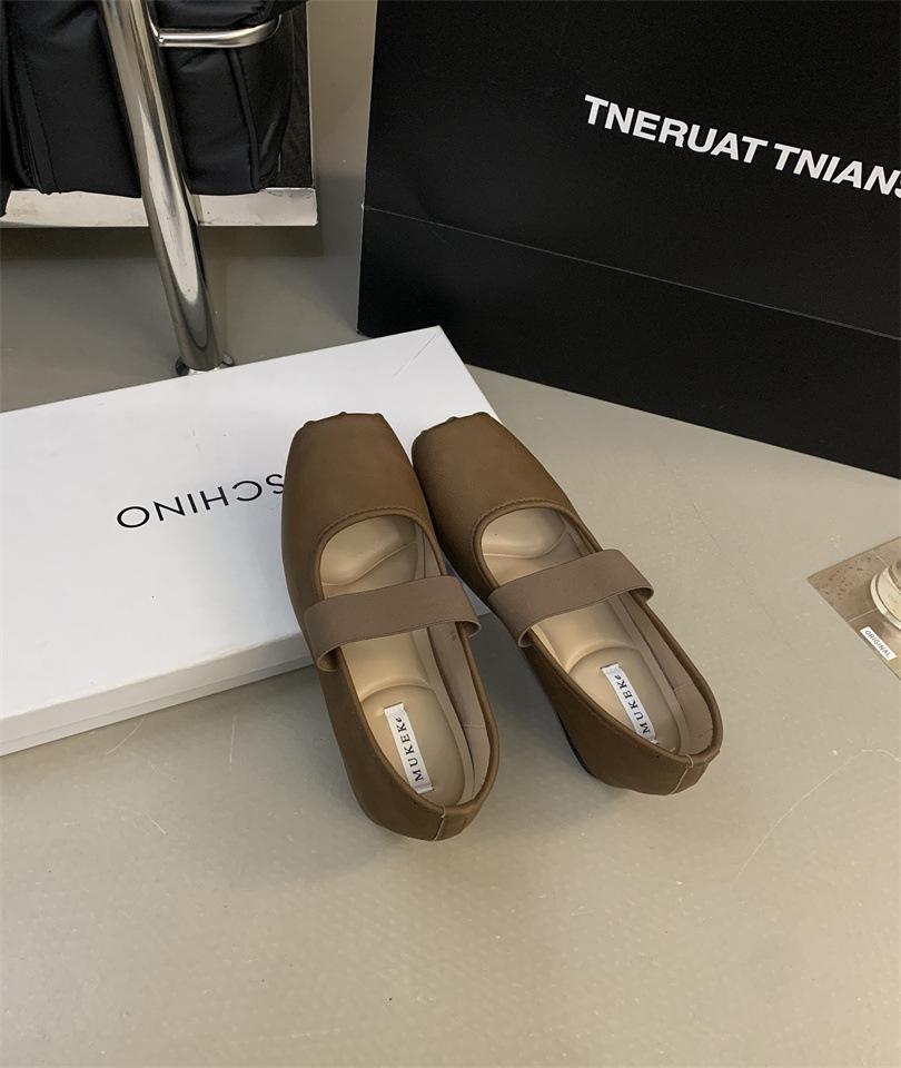 French square head with Mary Jane shoes 2025 new retro inner height-increasing ballet shoes