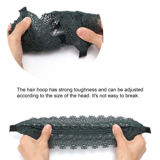 Women Hairband Wide Retro Style Sweet with Teeth Elegant Hair Accessories Anti-slip Lace Embroidered Hair Hoop for Daily Life