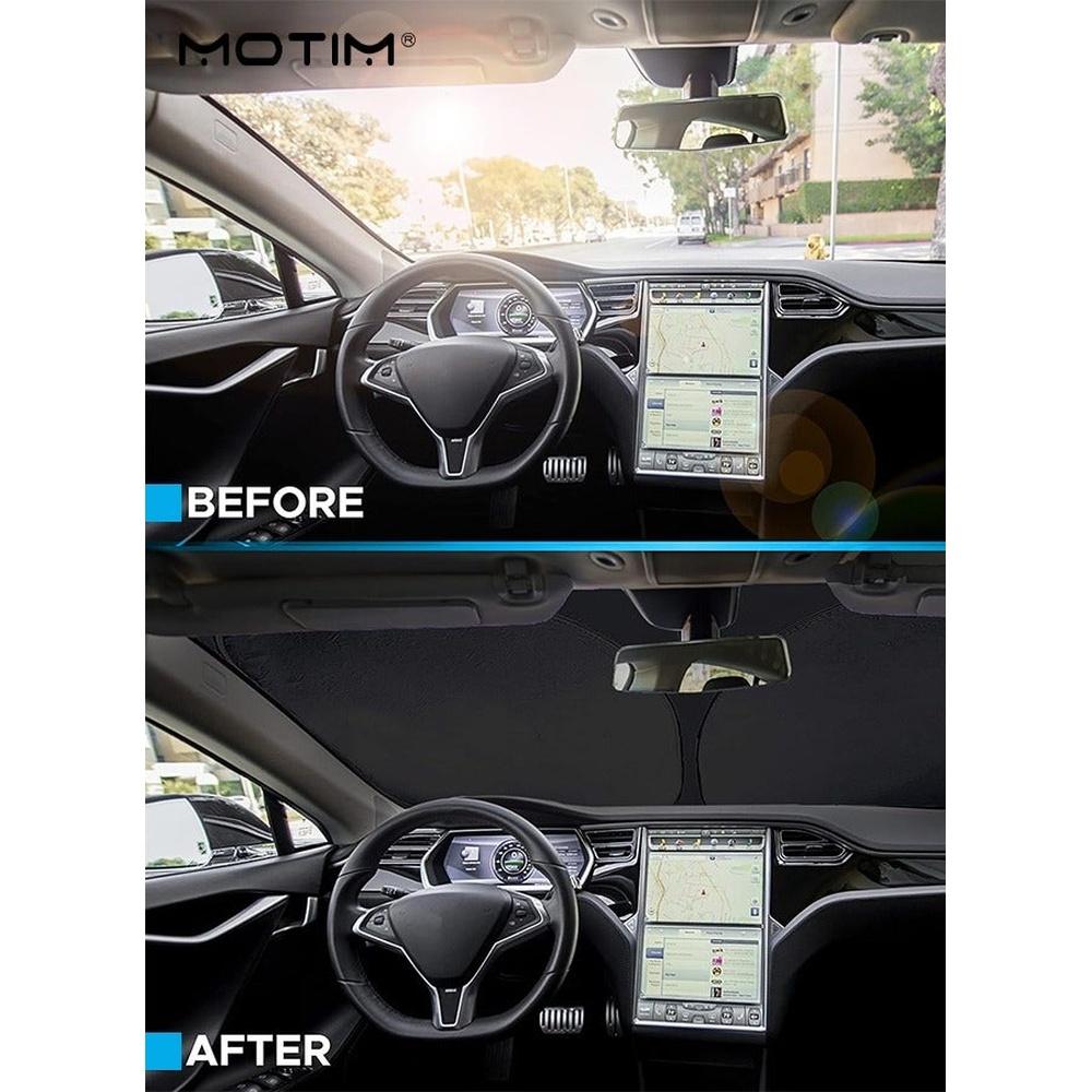 Foldable Car Windshield Sunshade for Tesla Model Y/ 3/ S Folding Sun Visor Protector with Storage Pouch Heat Insulation Cover Heat Blocking Shades Sh
