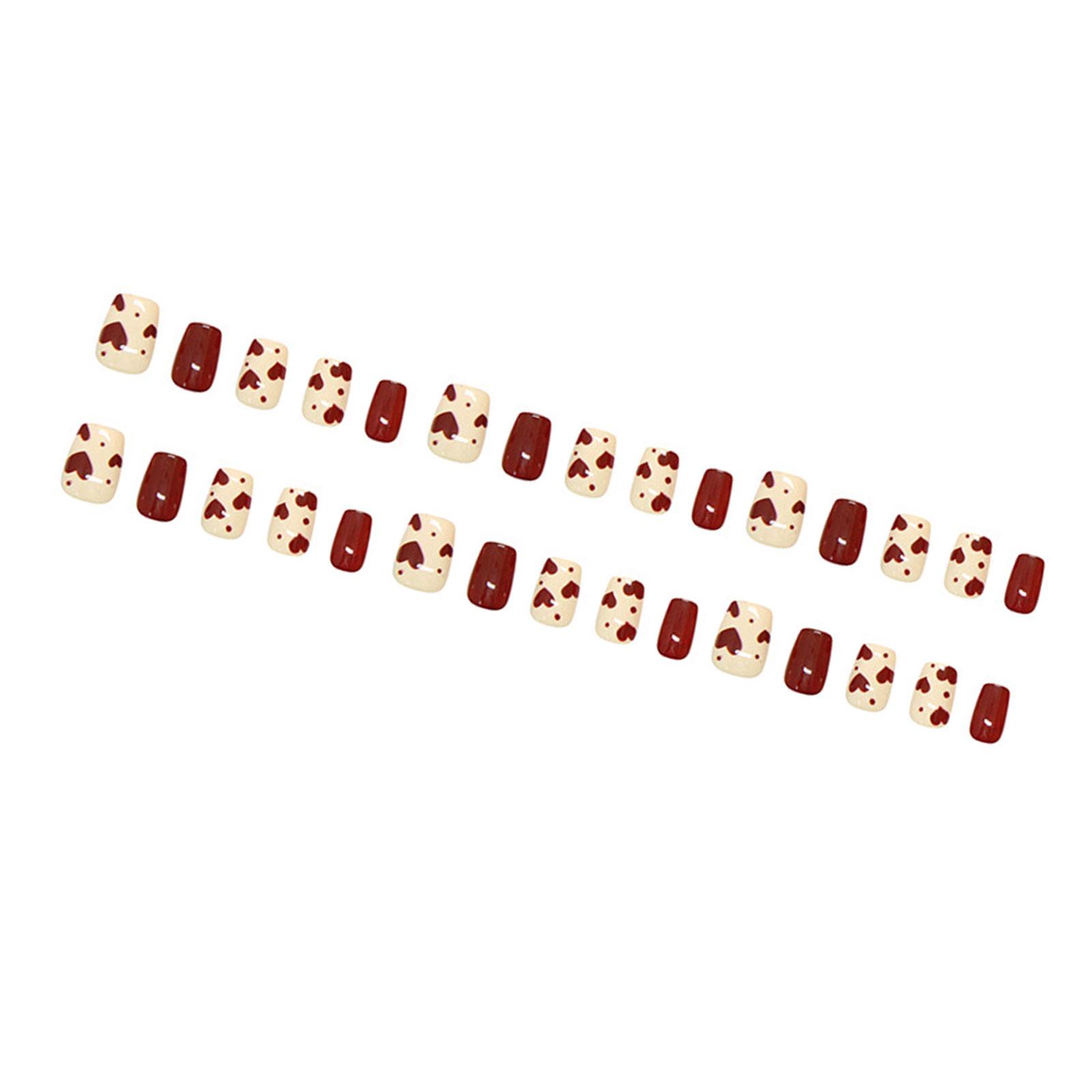 

Накладные ногти на День святого Валентина, квадратные, накладные ногти, акриловые, полное покрытие, накладные ногти, накладные ногти, блеск для ногтей, 15 размеров