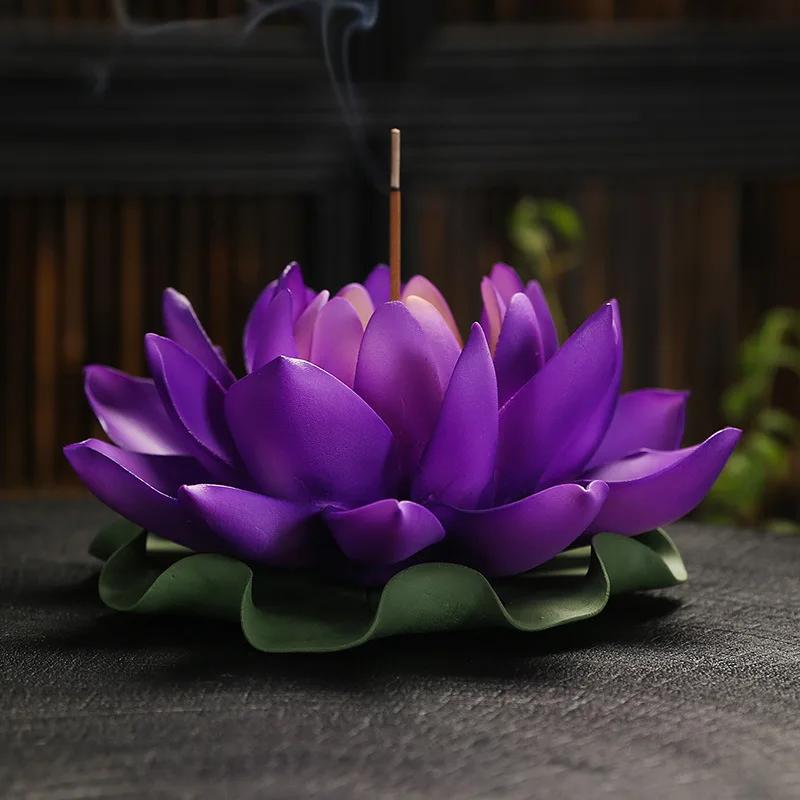 Y Ceramic Lotus Handicraft Incense Burner for Stick Incense Sandalwood Lavender Incense Holder Home Decoration Desktop Ornament