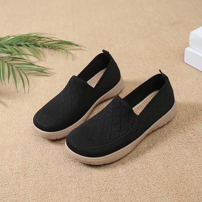 Women Slip On Old Beijing Cloth Shoes Breathable Fly Woven Flats Soft Non Slip Comfort Walking Mom Casual Daily Light Sneakers