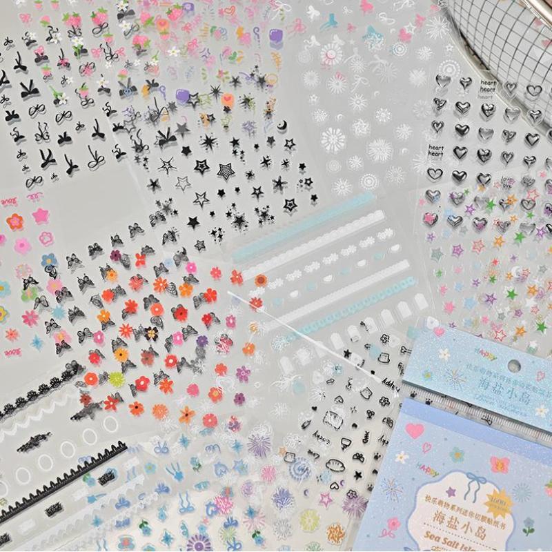 28Sheets/Book Cute Mini Graffiti Cut Film Sticker Book Creative Handbook Diy Picture Book Phone Case Nail Art Decoration Sticker