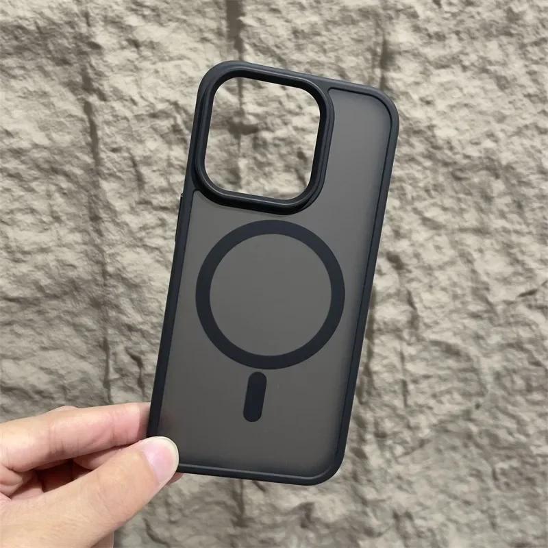 Original Matte Magnetic Phone Case For iPhone 17 Air 16 15 14 12 11 13 Pro Max For Magsafe Wireless Charging Translucent Cover