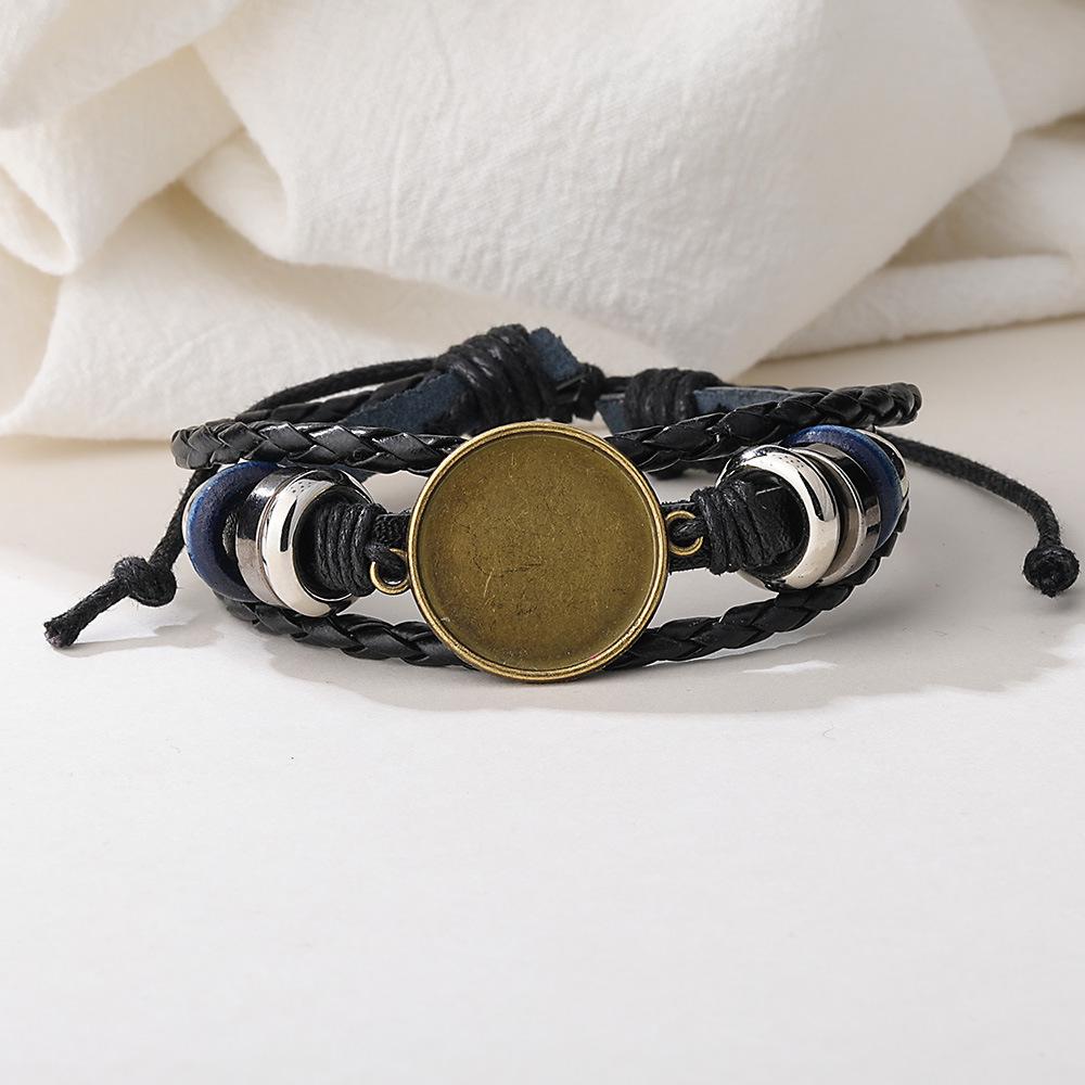 Cross-Border Punk Retro Leather Bracelet - DIY Noosa Buckle Hand Rope Jewelry Accessory (Semi-finished)
