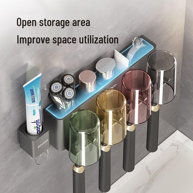 ecoco Wall-Mounted Toothbrush & Mouthwash Cup Holder