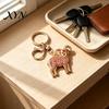 Rhinestone Goat Charm Golden Plated Keychain, Animal Shaped Zodiac Key Ring Metal Keyring Pendant, Handbags Backpack Decorative Accessories Pendant