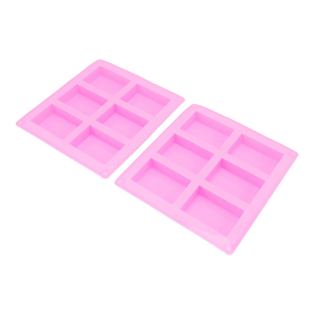 2Pcs Silicone Mold 6 Grids Heat Resistant Flexible Reusable Silicone Mold for Making Soaps Baking Cakes Muffins