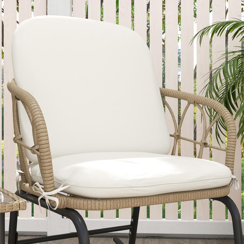 Rocking Chair Set Rocking Chairs Bistro Set, Boho Style, PE Rattan, Weather-Resistant, Cream