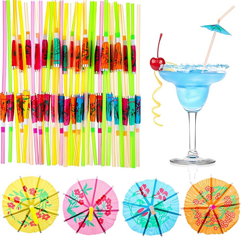 3060120Pcs Random Umbrella Straws For Tiki Drinks Cocktails Mocktails Beach Parties Barbecues Birthday Decorations Ymy