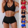 Dames Bikini in Effen Kleur met Split, Sexy Tweedelig Badpak Zomer Strand Conservatief Badpak Zwemkleding