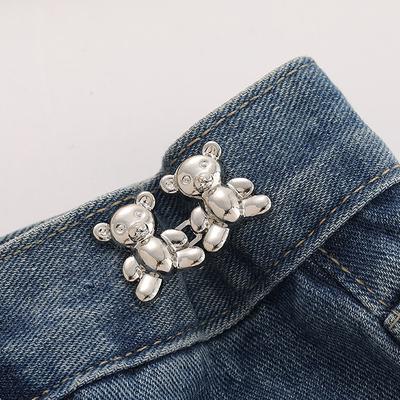 Cute Bear Jean Button Pins Detachable Waist Buckle Adjustable Waist Buckle For Pants No Sewing Required Waist Closing