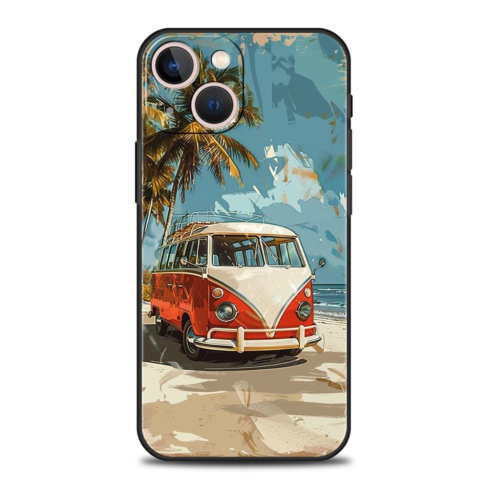 Combi Van Car Outdoor Camping Phone Case For iPhone 17 16 15 Pro Max 11 12 13 14 7 8 Plus SE 2020 X XR XS Cover Soft Black