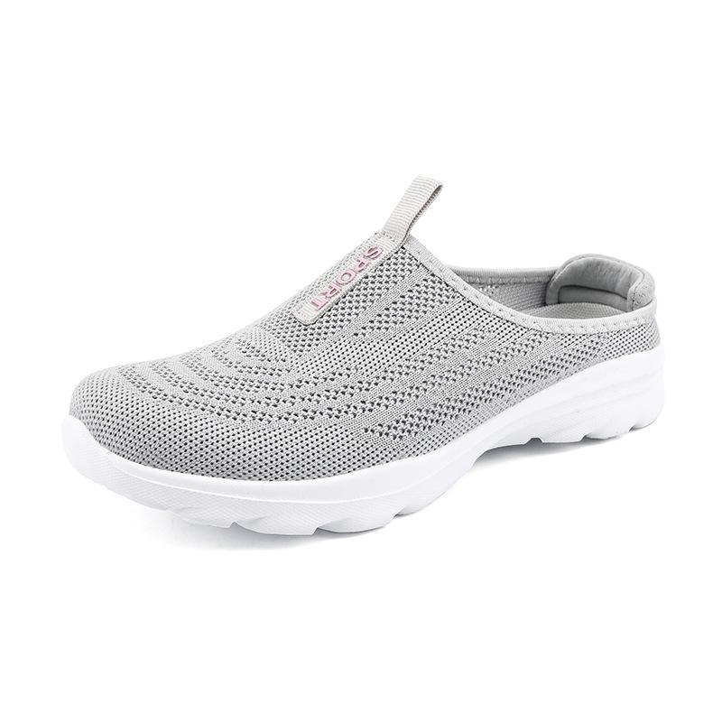 2024 Women's Breathable Mesh Slip-On Walking Shoes - Large Size, Casual Half-Drag Design