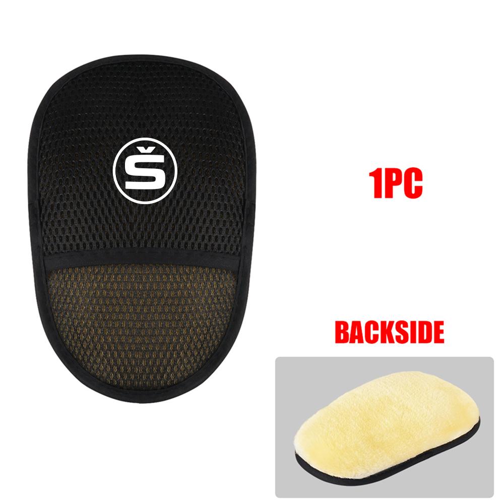 BBIB4 Car Plush Cleaning Gloves Thickening Wool Wash Towel For Skoda S Logo Octavia Fabia 2 Superb 2 Kamiq Kodiaq VRS VII Accessories