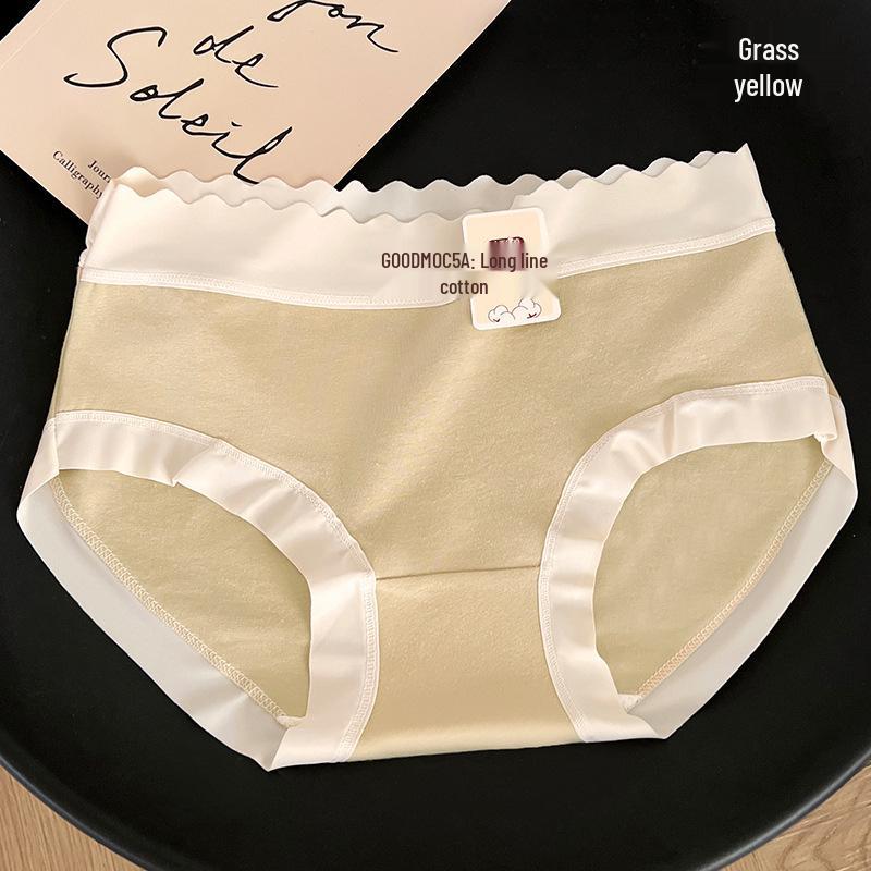 5A Skin-Friendly Pure Cotton Mid-Waist Japanese Style Girly Underwear with Wavy Letter Design