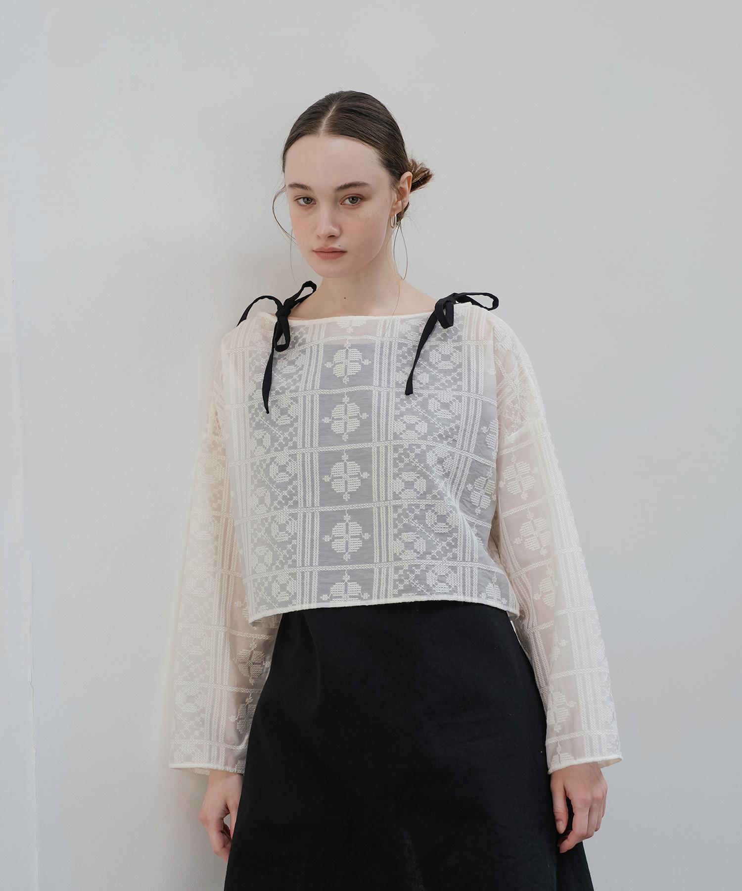 Unis Ivory Ethnic Lace Blouse Ivory