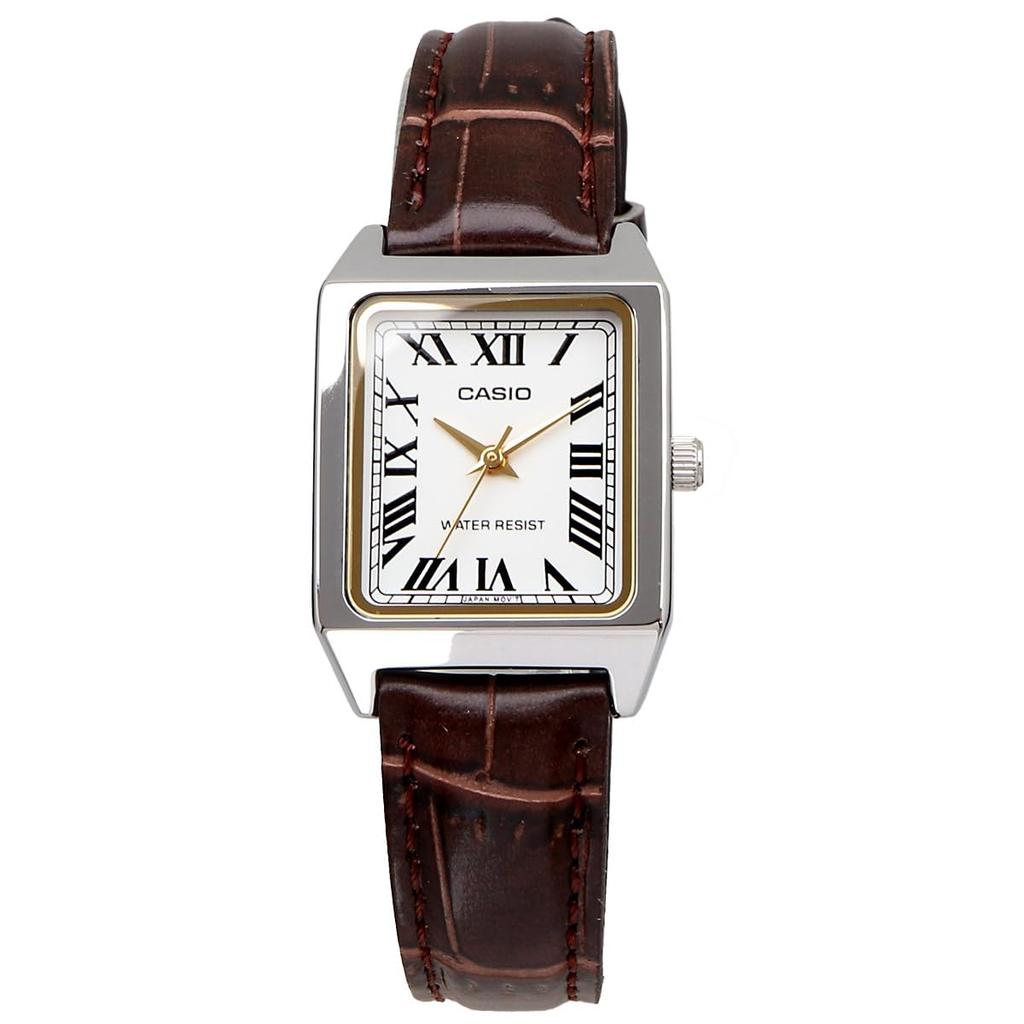 Casio Casio Quartz Watch with Brass and Leather Available In and Women's Strap, Brown, Silver, Gold, LTP-V007L-7B2 [Used]