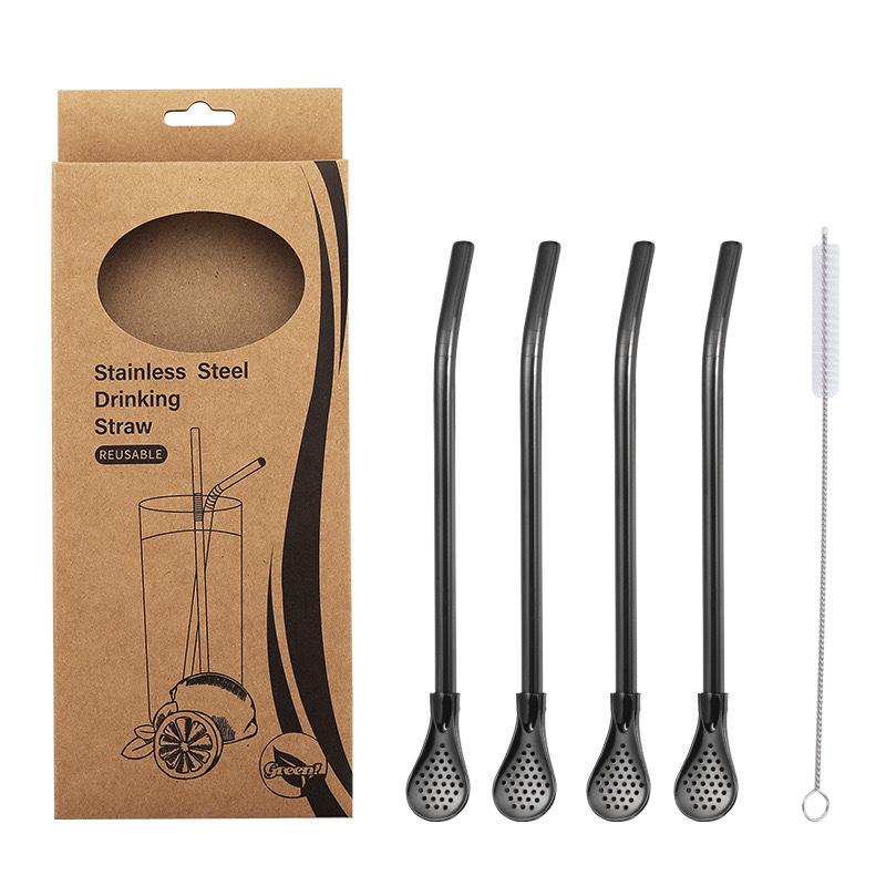 stainless steel Straws Eco-friendly Drinking Straws for Smoothie Milkshakes Tea Juice Cocktail Straw with Brush Tea, Juice