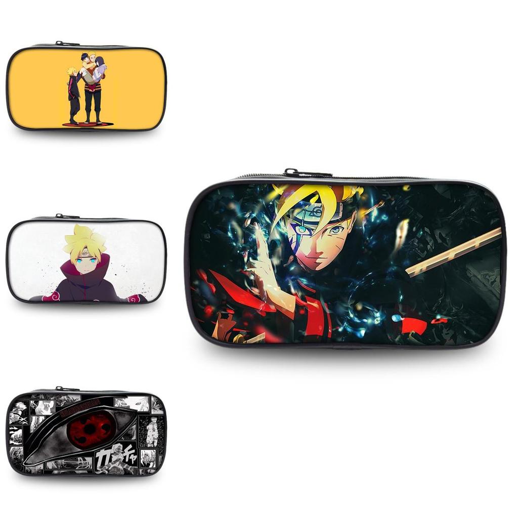 Naruto Boruto Anime Pencil Case Large Capacity Nylon Stationery Organizer For Teens And Students
