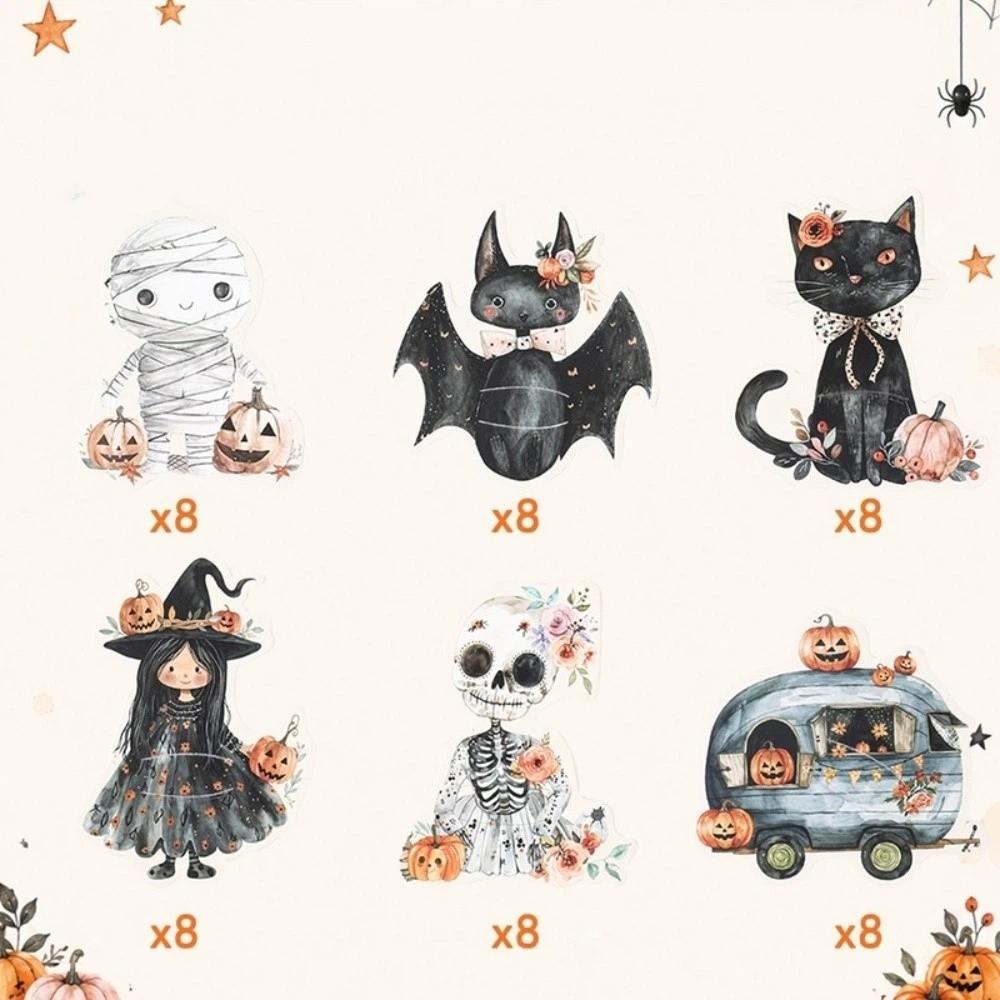 Spooky Cartoon Lollipop Cards Ghost Mixed Style Halloween Lollipop Decor Skull Witch Candy Paper Holders Children