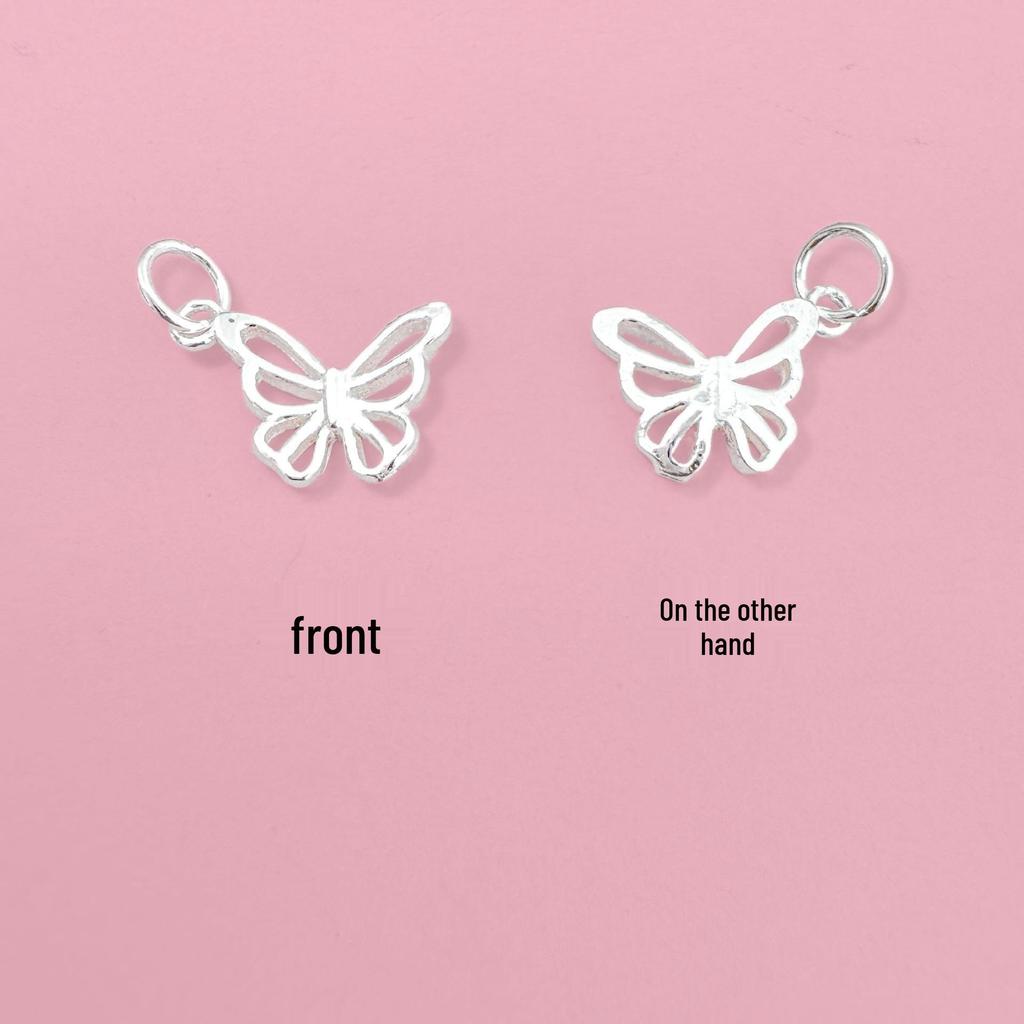 Sterling Silver Butterfly & Flower Pendant Charm for DIY Bracelets and Necklaces