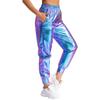 Damen Metallic Tanzhose Hoher Bund Elastischer Bund Lockerer Schnitt Sporthose Glänzender Schimmer Moderne Hose