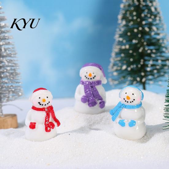 Cute Christmas Desk Ornaments 2Pcs Mini Snowman Figurines, Winter Tiny Resin Decoration, Xmas Micro Small Landscape Statues Ornament Garden