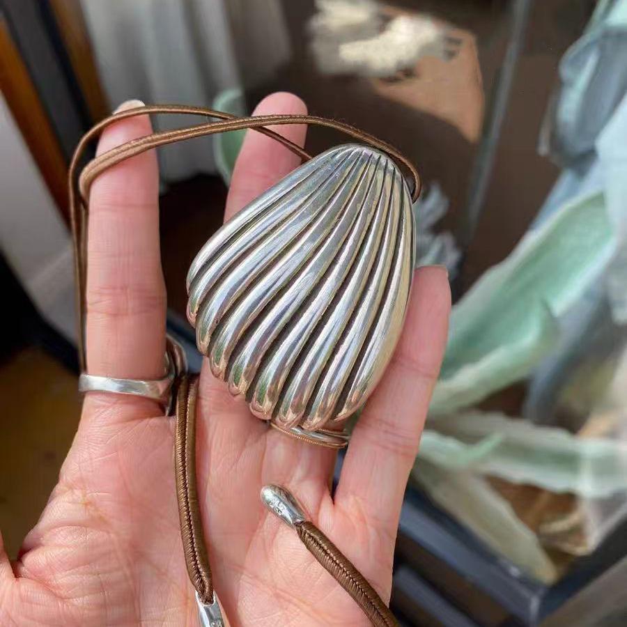 Heavy-Duty Minimalist Shell Pendant with Brown Leather Cord