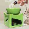 Ceramic Clay Candle Operated Aroma Burner Oil Diffuser, Extra Large Bowl, with 1 Tealight, 4.25 Inch, (Green)