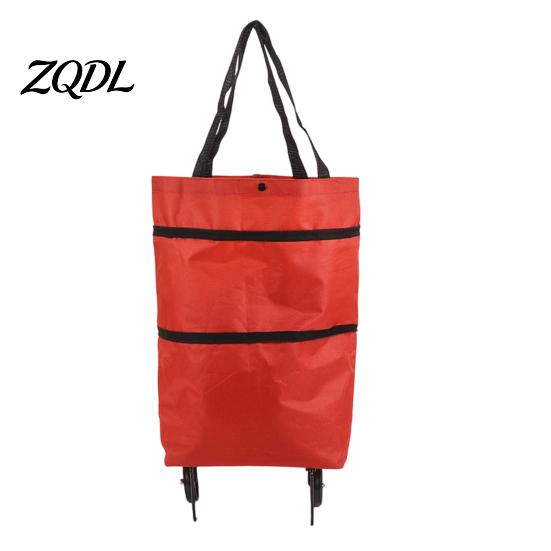 Commuter Shopping Cart for Students Foldable Bag with Wheels, Heavy-Duty Waterproof Oxford Cloth Grocery Cart, Compact Stroller City Living
