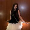 Seaside vacation French retro velvet splicing ballet dress princess mesh sleeveless vest dress tutu skirt